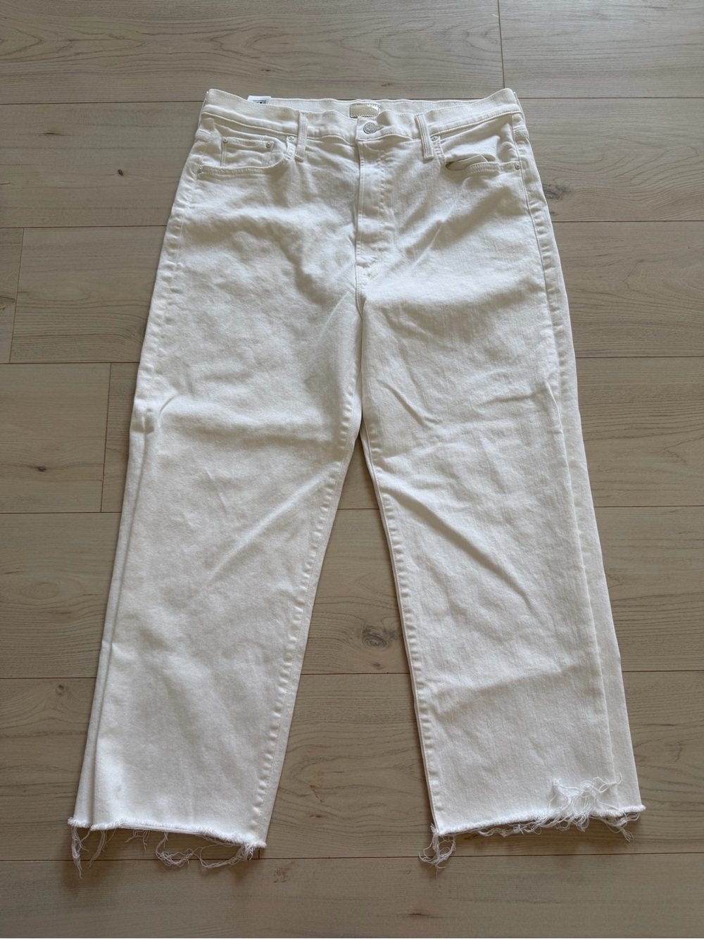 MOTHER White The Rambler Zip Ankle Jeans Size 34